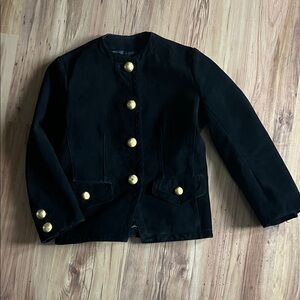 Black Boxy Jacket with Gold Buttons